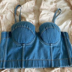 Denim bustier crop top